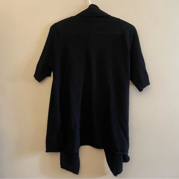 Y2K Suzy Shier Black Open Front Short Sleeve Knit Cardigan - Picture 8 of 12